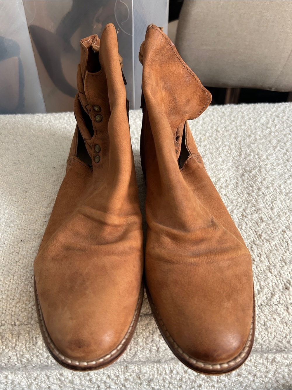 Free People Women’s Casual Leather Ankle Boots - Tan